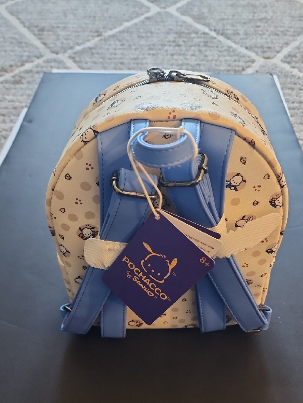 Loungefly Sanrio Cream Pochacco Kids Mini Backpack with Blue Accents. NWT - Picture 4 of 13